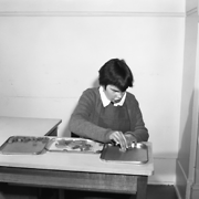 Blind & Deaf Institute, student at work, 1951 to 1973